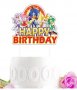 Соник Sonic голям картонен happy birthday  топер рожден ден украса за торта, снимка 1 - Други - 37306497