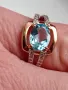 Руски златен пръстен с естествен топаз и фианити, снимка 7