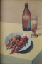 Картина, натюрморт с бира и раци, худ. П. Петков (1924-1976), снимка 2