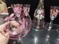 ретро стъклени чаши и гарафа Бохемия Чехословакия , снимка 7