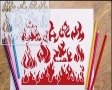 Огън пламък пожар стенсил шаблон спрей торта украса сладки Scrapbooking, снимка 1