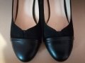 Официални дамски черни обувки велур с изкуствена кожа - номер 38, снимка 1 - Дамски обувки на ток - 39047175