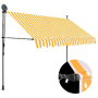 vidaXL Ръчно прибиращ се сенник с LED, 300 см, бяло и оранжево(SKU:145859, снимка 1 - Други - 44619518