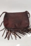 Мека дамска чанта от естествена кожа в "бохо стил" с ресни, снимка 6