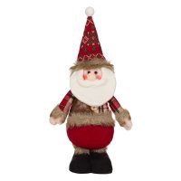 Дядо Коледа с червен кариран кожух, 45см, снимка 1 - Декорация за дома - 42707905