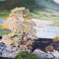 Голяма картина Планински пейзаж на К.Д. маслени бои, снимка 3 - Картини - 44432050