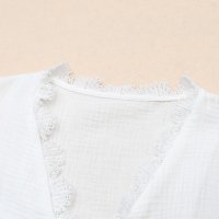 Дамска памучна блуза в бяло с дълъг ръкав, снимка 4 - Блузи с дълъг ръкав и пуловери - 42766961