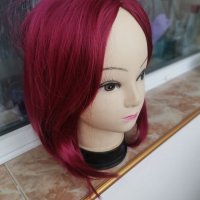 Нова  права червена перука БОБ без бретон - 35см- мод.96, снимка 6 - Аксесоари за коса - 23030464