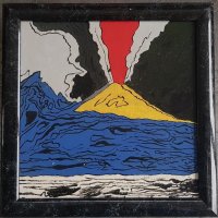 Картина Вулкан Етна Пейзаж маслени бои 2004 г. Цветна свежа, снимка 1 - Картини - 31427538