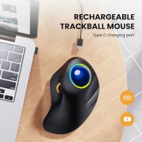 Нова Иновативна Трекбол Мишка ProtoArc, RGB Осветление, Безжична Технология, снимка 6 - Клавиатури и мишки - 44156673