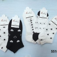 Дамски чорапи черно с бяло 5518#, 10 чифта в пакет , снимка 1 - Дамски чорапи - 40089711