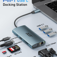 Acer USB C хъб с 4k HDMI, 9-в-1 USB C към Ethernet адаптер, 5Gbps USB-A 3.1 докинг станция, PD 100W, снимка 2 - Кабели и адаптери - 44532825