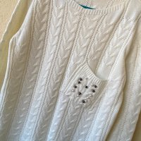 Дамски пуловер с перли - М, снимка 2 - Блузи с дълъг ръкав и пуловери - 40372050
