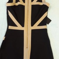 Черна луксозна ластична рокля с бежова гарнитура , с дълъг стабилен цип , елегантна , къса, секси , снимка 12 - Рокли - 37249692