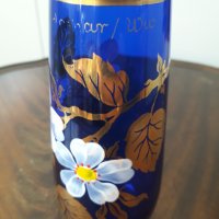 Стъклена цветна ваза с позлата , снимка 2 - Колекции - 31761666