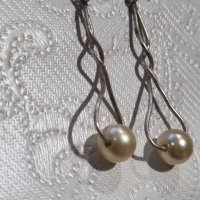 Сребърни обеци 925 с перли , снимка 3 - Обеци - 44279302