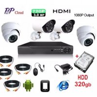 Пълен пакет - 320gb HDD + Dvr + 4 камери 3мр 720р матрица SONY CCD Комплект за видеонаблюдение, снимка 1 - Комплекти за видеонаблюдение - 35018295