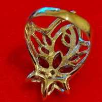 Зашеметяващ  сребърен пръстен с Изумруд,Червени Гранати и Танзанити, снимка 5 - Пръстени - 37076729