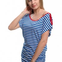 РАЗПРОДАЖБА!!! Нова дамска ефектна моряшка блуза-туника на райе, снимка 8 - Тениски - 30313636
