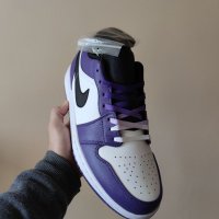 Нови Nike Air Jordan 1 Low Purple , снимка 8 - Маратонки - 36807266