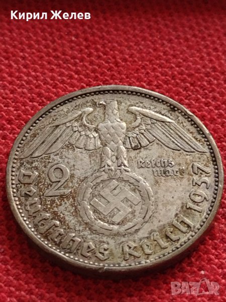 СРЕБЪРНА МОНЕТА 2 райхсмарки 1937г. Нацистка Германия Трети Райх с СВАСТИКА уникат 29386, снимка 1
