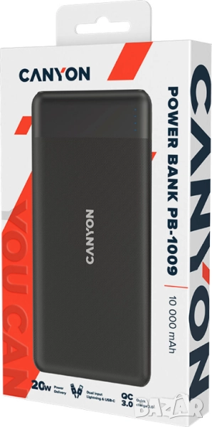 CANYON PB-109, Power bank 10000mAh Black, снимка 1