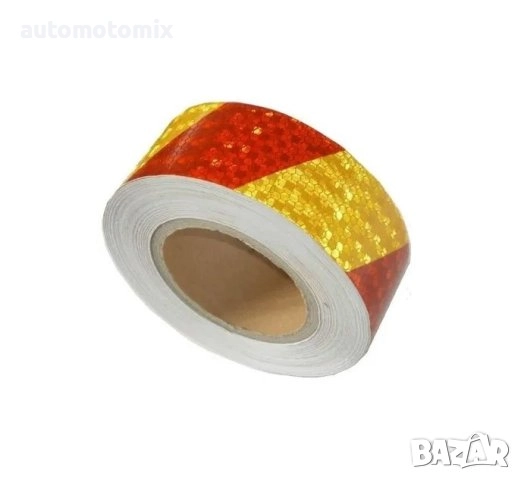 Светлоотразително тиксо ЧЕРВЕН/ЖЪЛТ-25 метра, снимка 1