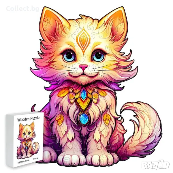 Дървен пъзел - Котка, снимка 1