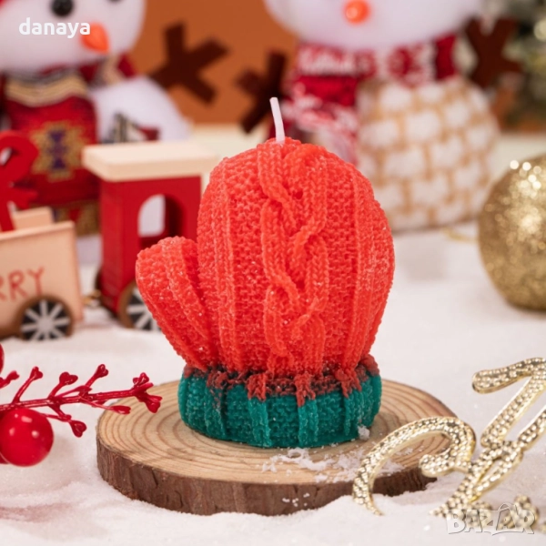 6232 Коледна ароматизирана свещ Ръкавичка, снимка 1