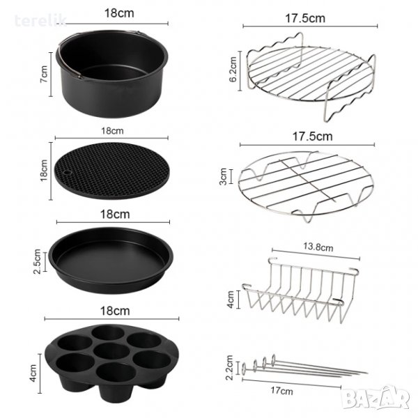 @# Ново air fryer Универсален Комплект аксесоари 11 части за фритюрник с горещ въздух от вносител., снимка 1