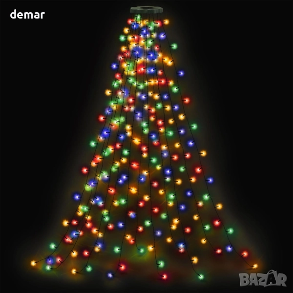 Коледни лампички за елха NETTA 2,5 м x 12 нишки 300 LED, 8 режима, многоцветни, снимка 1