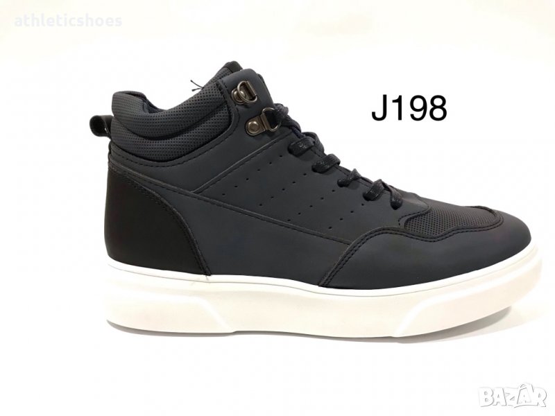 Мъжки кожени кецове в синьо със цип , снимка 1