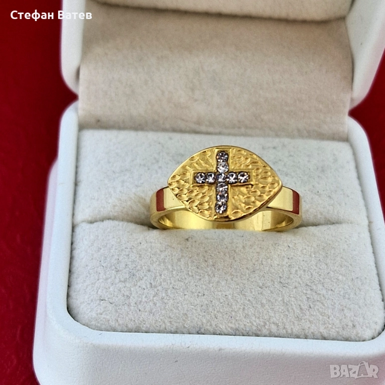 Пръстен „Golden Cross“ – 18К позлата, снимка 1