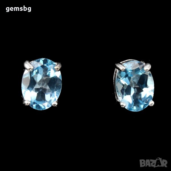 Обеци с небесно син топаз, снимка 1