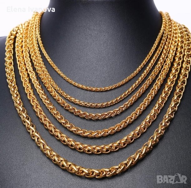 Уникални ланци от висококачествена медицинска стомана с 14 к златно покритие, снимка 1