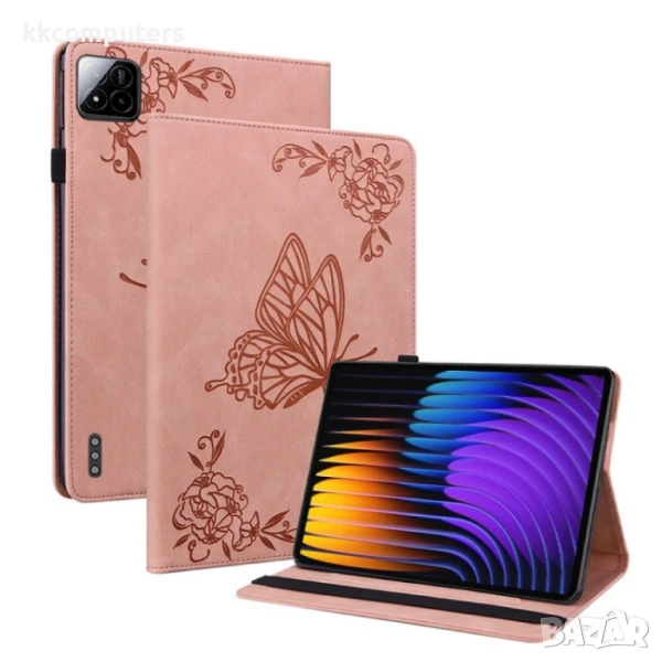 Xiaomi Pad 7 / Pad 7 Pro Butterfly Flower Кожен Калъф и Протектор, снимка 1