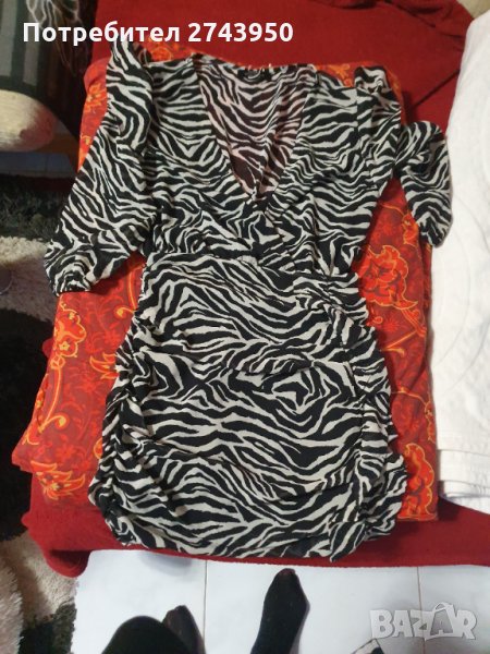 Елегантна рокля десен зебра, снимка 1
