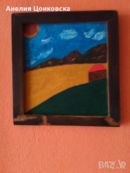 "Пасторално" акрил върху дърво, снимка 1