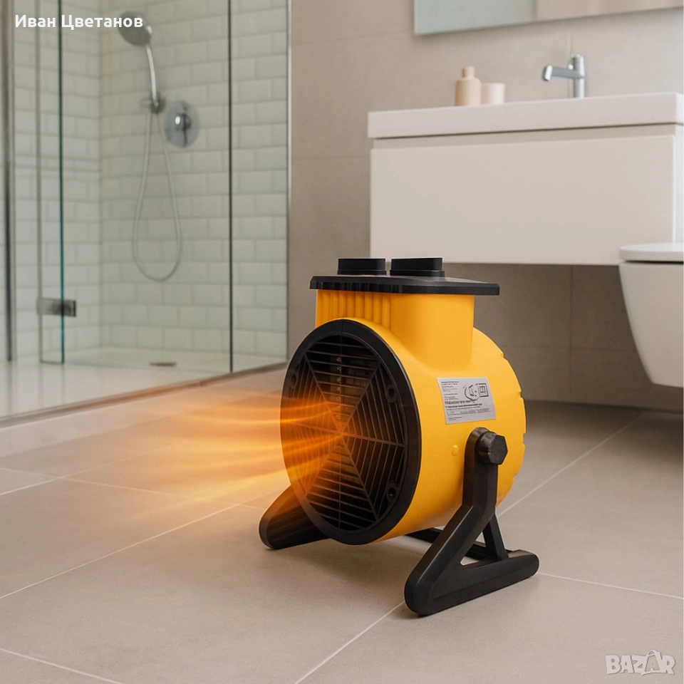 Електрически нагревател вентилатор 2kW с ръчен термостат – Идеален за бързо и ефективно отопление, снимка 1