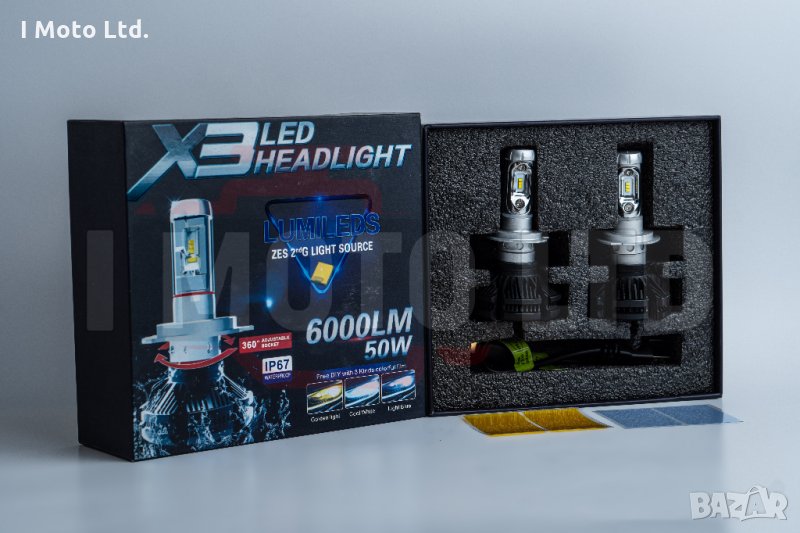 LED / ЛЕД Крушки X3 12000lm, H7, H4, H3, HB3, H1 с 12м. Гаранция!, снимка 1