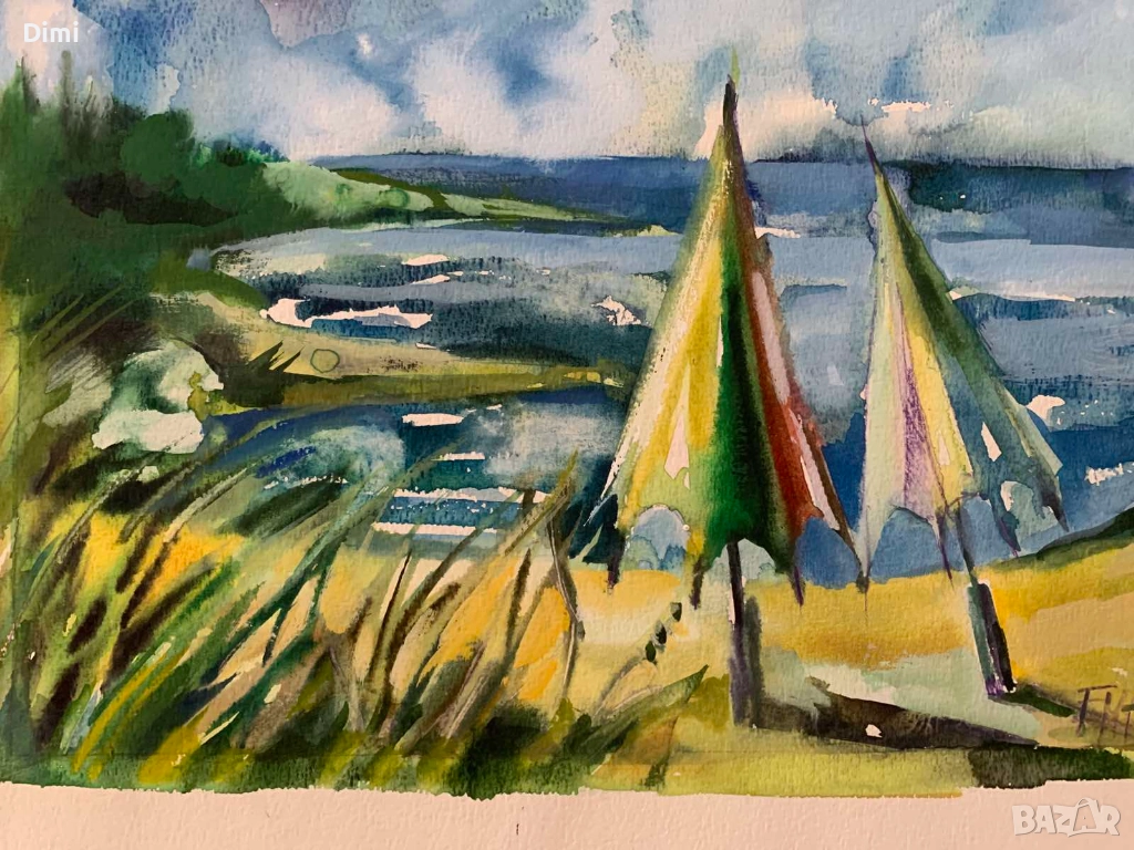 ЕМА ЦОНЕВА акварел/ пейзаж, снимка 1