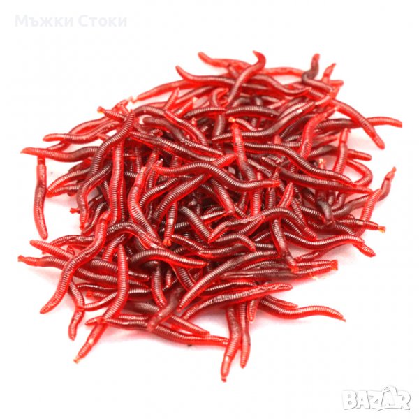 Изкуствени червени червеи 20 бр. пакет - Силиконови, снимка 1
