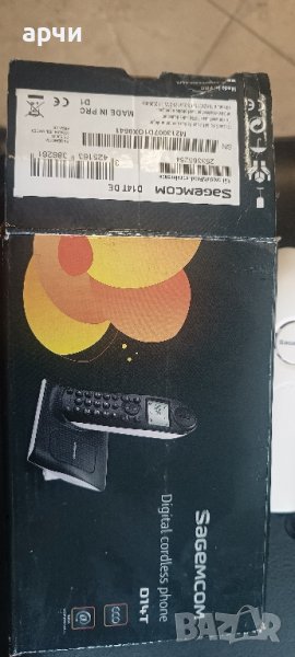 Безжичен телефон DECT Sagemcom D14T, Caller ID, Тел. указател 50 контакта, Черно-бял дисплей, Черен, снимка 1