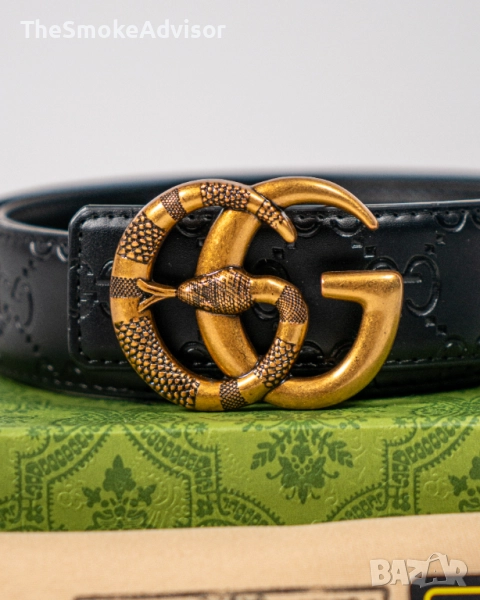 Колан Gucci Snake Double G – черен, 100% естествена кожа, снимка 1