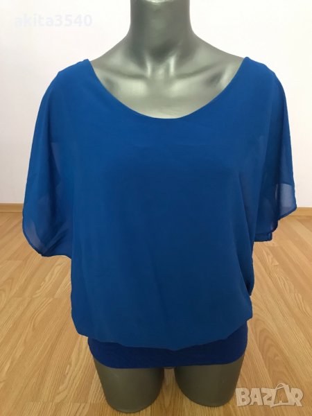 Синя блуза с панделка, снимка 1