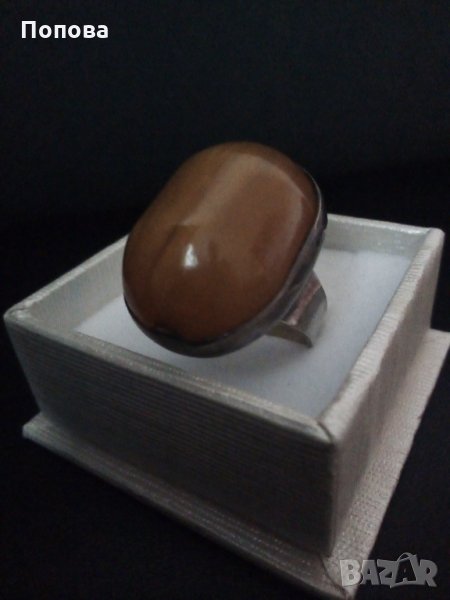 Стар турски сребърен пръстен с кехлибар, снимка 1