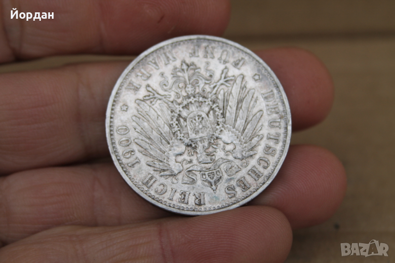 Сребърна монета Немски 5 марки 1900-та година, снимка 1