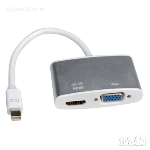 Преходник от Mini DP към VGA и HDMI 4K Roline 12.03.3161 Aдаптер Mini DP to VGA + HDMI 4K, снимка 1