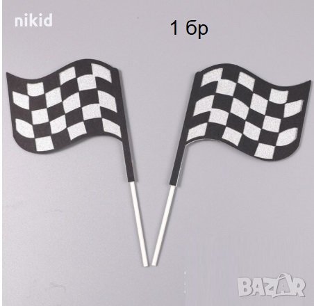 Флаг знаме Рали картонен брокатен топер украса декор за торта, снимка 1