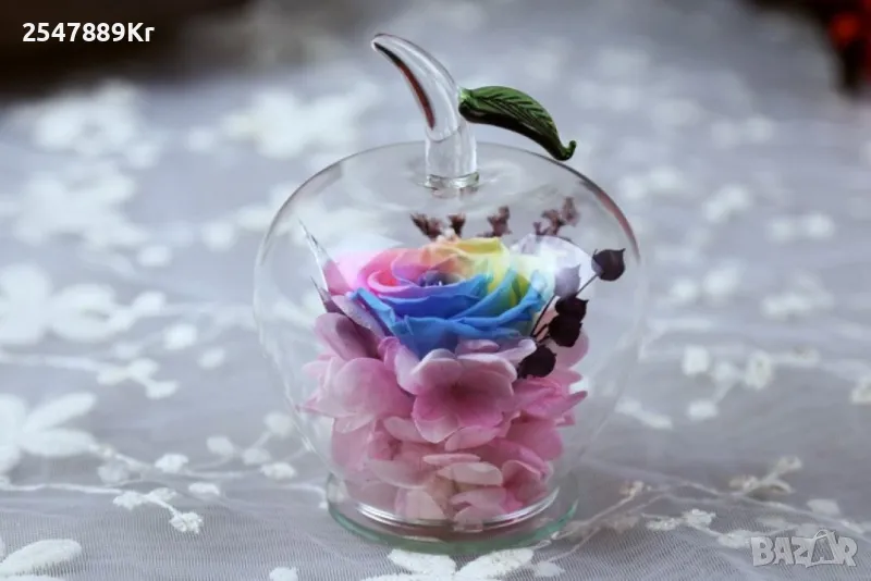 Вечна Роза в стъклена ябълка YSH F, снимка 1